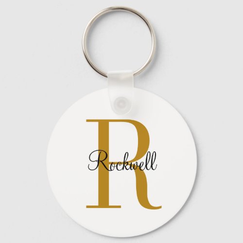 Personalized Gold Monogram Name Initial Keychain
