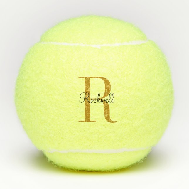Personalized Gold Monogram Name Initial  Tennis Balls (Front)