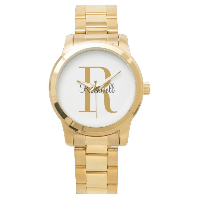 Personalized Gold Monogram Name Initial  Watch (Front)