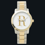 Personalized Gold Monogram Name Initial  Watch<br><div class="desc">Custom watch personalized with your name and unique monogram. Click Customize It to edit fonts and colors or add your own text and images to create a unique one of a kind gift. Easy to customize. Get yours today!</div>