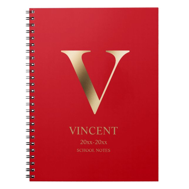 Personalized Gold Monogram | Red Notebook (Front)