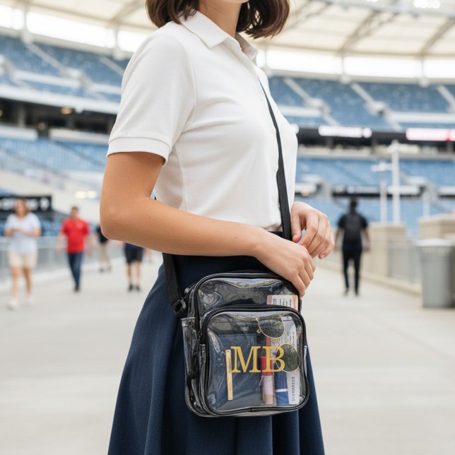 Personalized Gold Monogram Stadium Clear Crossbody Bag (Creator Uploaded)