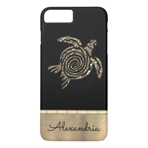 Personalized Gold Mosaic Turtle  iPhone 8 Plus7 Plus Case