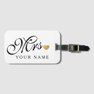 Personalized Gold Mrs. Wife Bride Newly Weds Luggage Tag