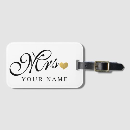 Personalized Gold Mrs Wife Bride Newly Weds Luggage Tag