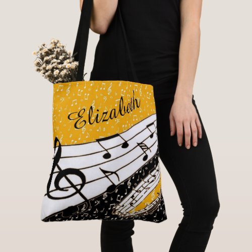 Personalized Gold music theme Tote Bag