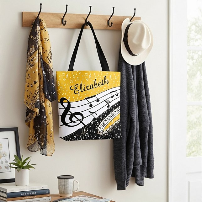Personalized Gold music theme Tote Bag (Creator Uploaded)