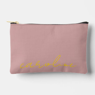 Personalized Gold Name Makeup Bag: Canvas Cosmetic Accessory Pouch