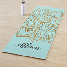 Personalized Gold Nature Mandala Turquoise Blue