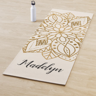 Personalized Gold Nature Mandala  Yoga Mat