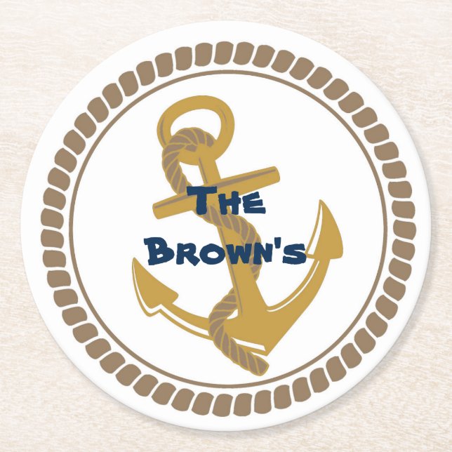 Personalized Gold Nautical Coasters (Front)
