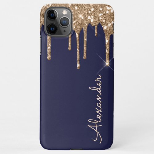 Personalized Gold Navy Dripping Glitter BUDGET iPhone 11Pro Max Case