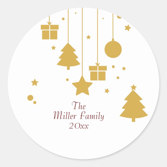 Personalized Gold Ornament  Classic Round Sticker (Front)