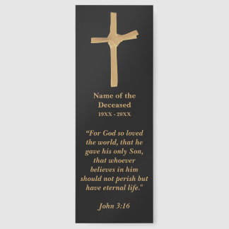 Personalized Gold Palm Cross, Bible Verse on Black Bookmarks