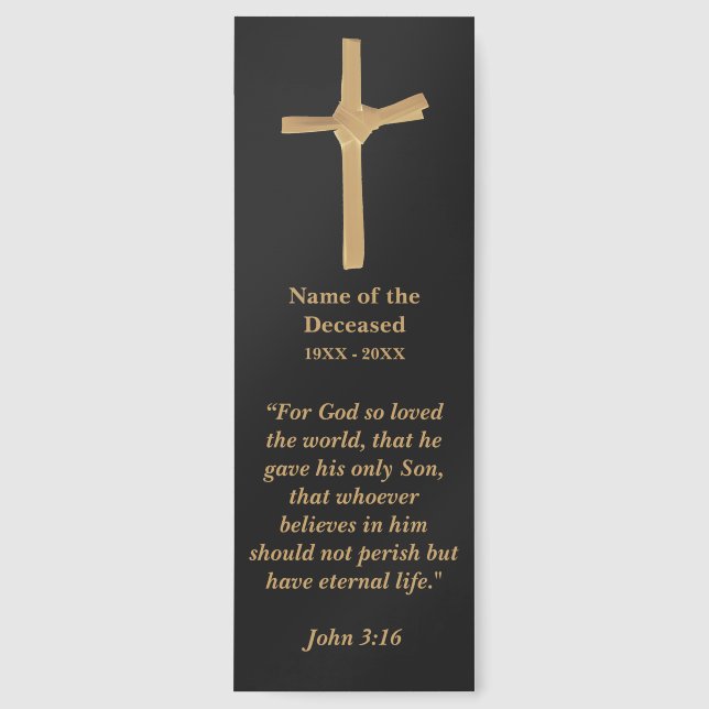 Personalized Gold Palm Cross, Bible Verse on Black Bookmarks (Front)