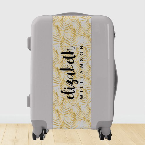 Personalized Gold Palm Tropical Stylish Luggage
