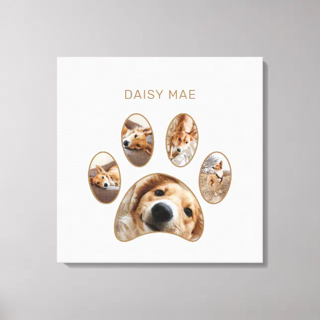Personalized Gold Paw Print Pet Photo Collage | Zazzle