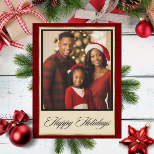 Personalized Gold Photo Holiday Christmas Card