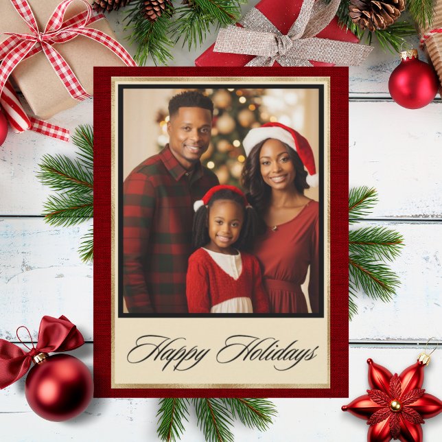 Personalized Gold Photo Holiday Christmas Card (Creator Uploaded)