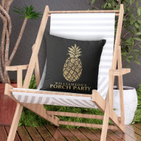 Personalized Gold Pineapples Porch Party Black