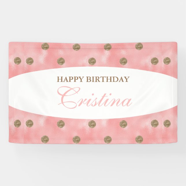 Personalized Gold Polka-Dot Birthday Banner (Horizontal)
