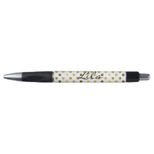 Personalized Gold Polka Dot Pen