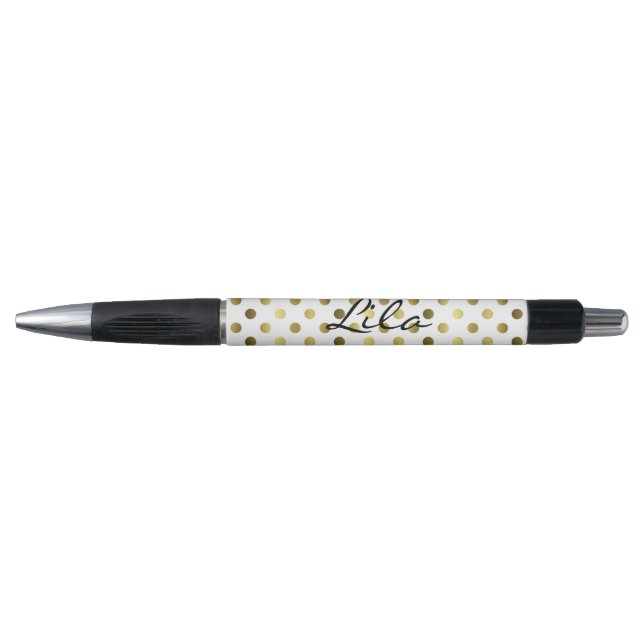 Personalized Gold Polka Dot Pen (Front)