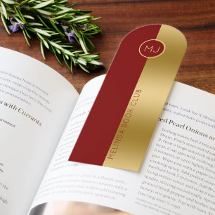 Personalized Gold & Red Geometric Design Bookmarks