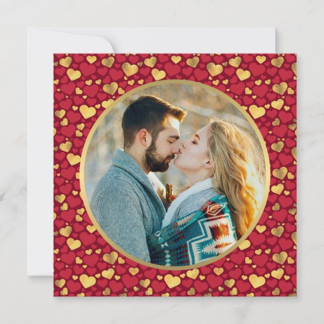 Personalized Gold, Red Hearts Valentine's Day Gift (Front)