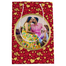 Personalized Gold, Red Hearts Valentine's Day Gift
