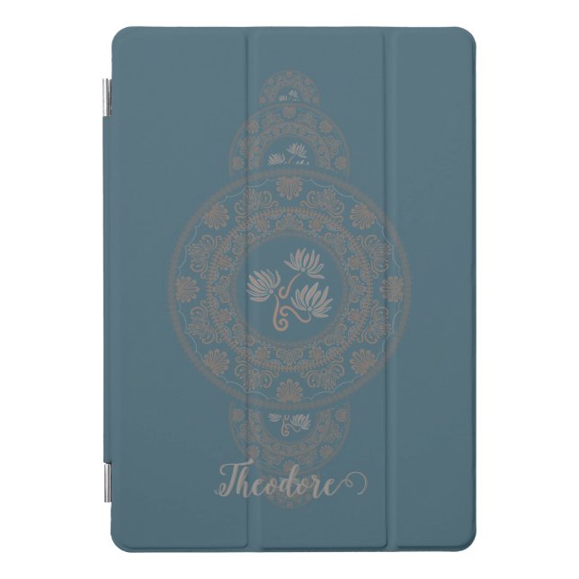 Personalized Gold Rococo Lotus Ornamental Mandala iPad Pro Cover (Front)