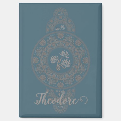 Personalized Gold Rococo Lotus Ornamental Mandala Magnet
