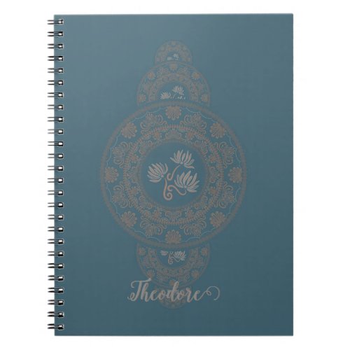 Personalized Gold Rococo Lotus Ornamental Mandala Notebook