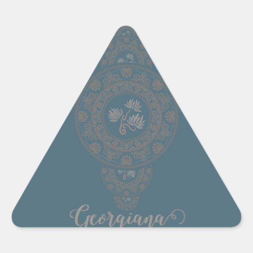 Personalized Gold Rococo Lotus Ornamental Mandala Triangle Sticker