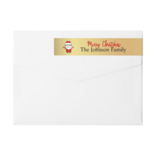 Personalized Gold Santa Claus Return Address Wrap Around Label