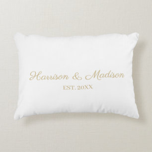 Personalized gold script couple name date Wedding Accent Pillow