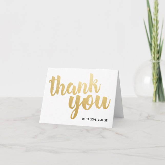 Personalized Gold Script Custom Thank You Card (Front)