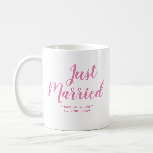 Personalized Gold Script Just Married Coffee Mug