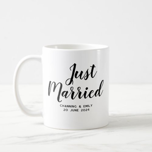 Personalized Gold Script Just Married Coffee Mug