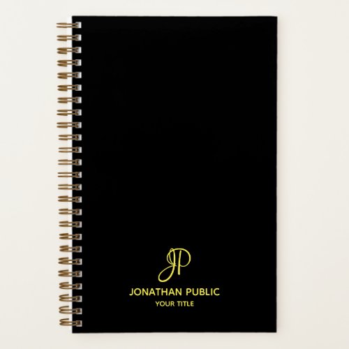 Personalized Gold Script Monogram Initial Template Notebook