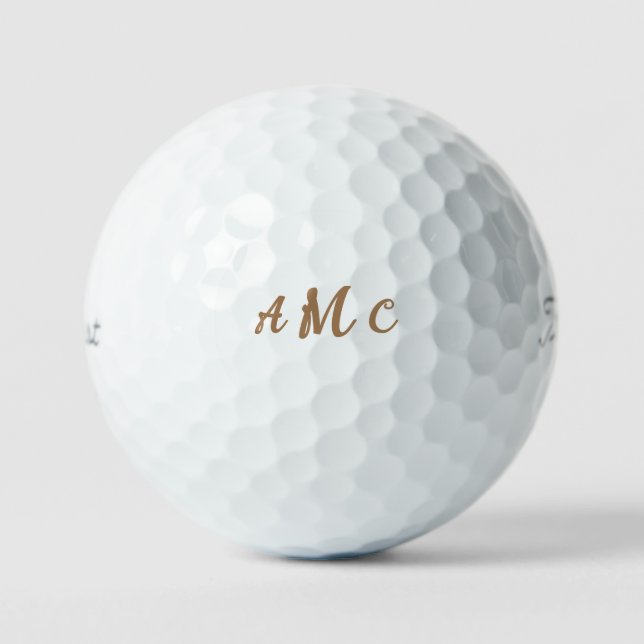 Personalized Gold Script Monogram Titleist Pro VI Golf Balls (Front)