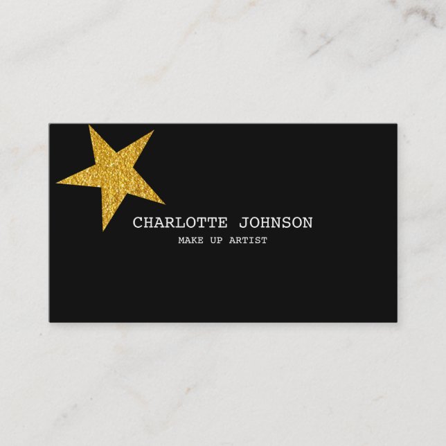 Personalized Gold Shiny Star Glitter Vip Business Card (Front)
