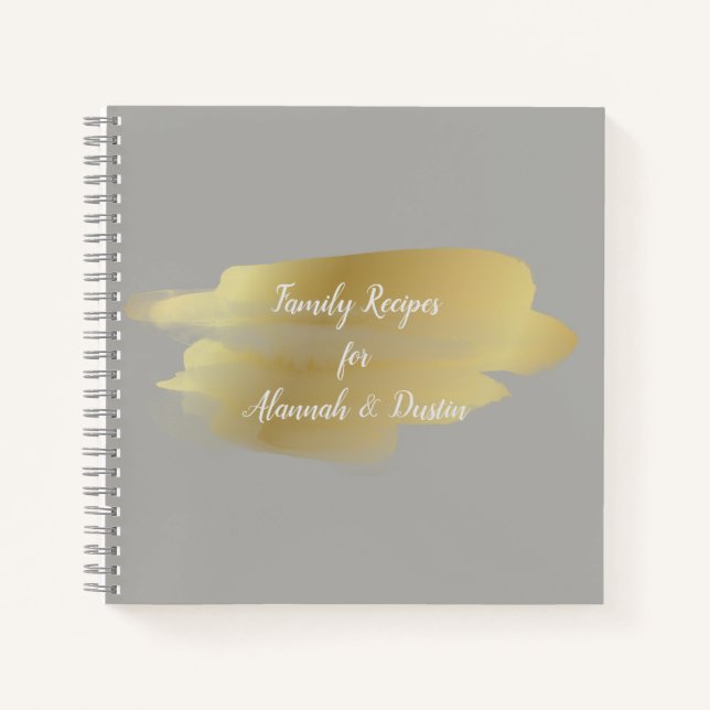 Personalized Gold Smudge Recipe Notebook (Front)