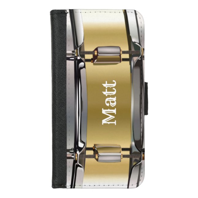 Personalized Gold Snare Drum  iPhone Wallet Case (Front)