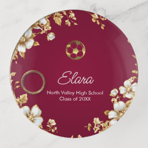 Personalized Gold Soccer Graduation Custom Name Tr Trinket Tray