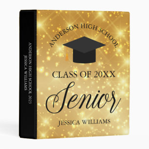 Personalized Gold Sparkle High School Senior Glam Mini Binder