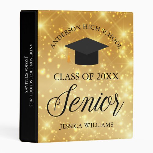 Personalized Gold Sparkle High School Senior Glam Mini Binder