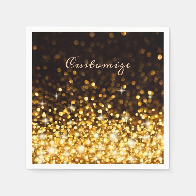 Personalized Gold Sparkle Napkins (Front)