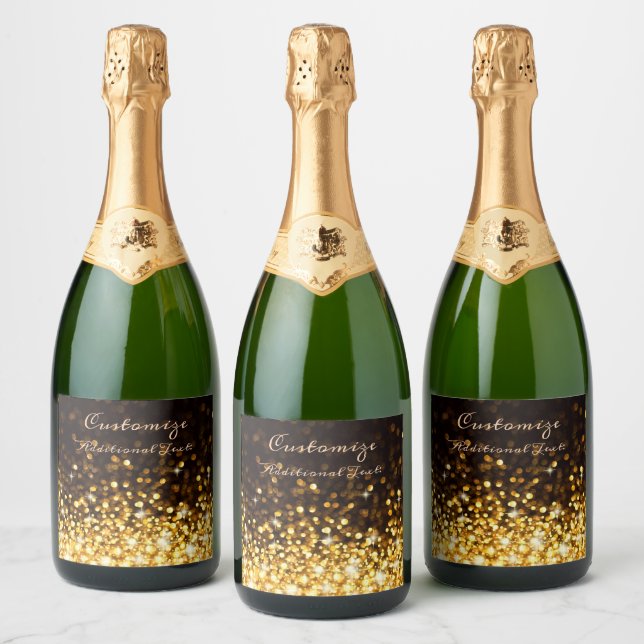 Personalized Gold Sparkle Sparkling Wine Label (Bottles)