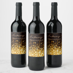 Personalized Gold Sparkle Wine Label